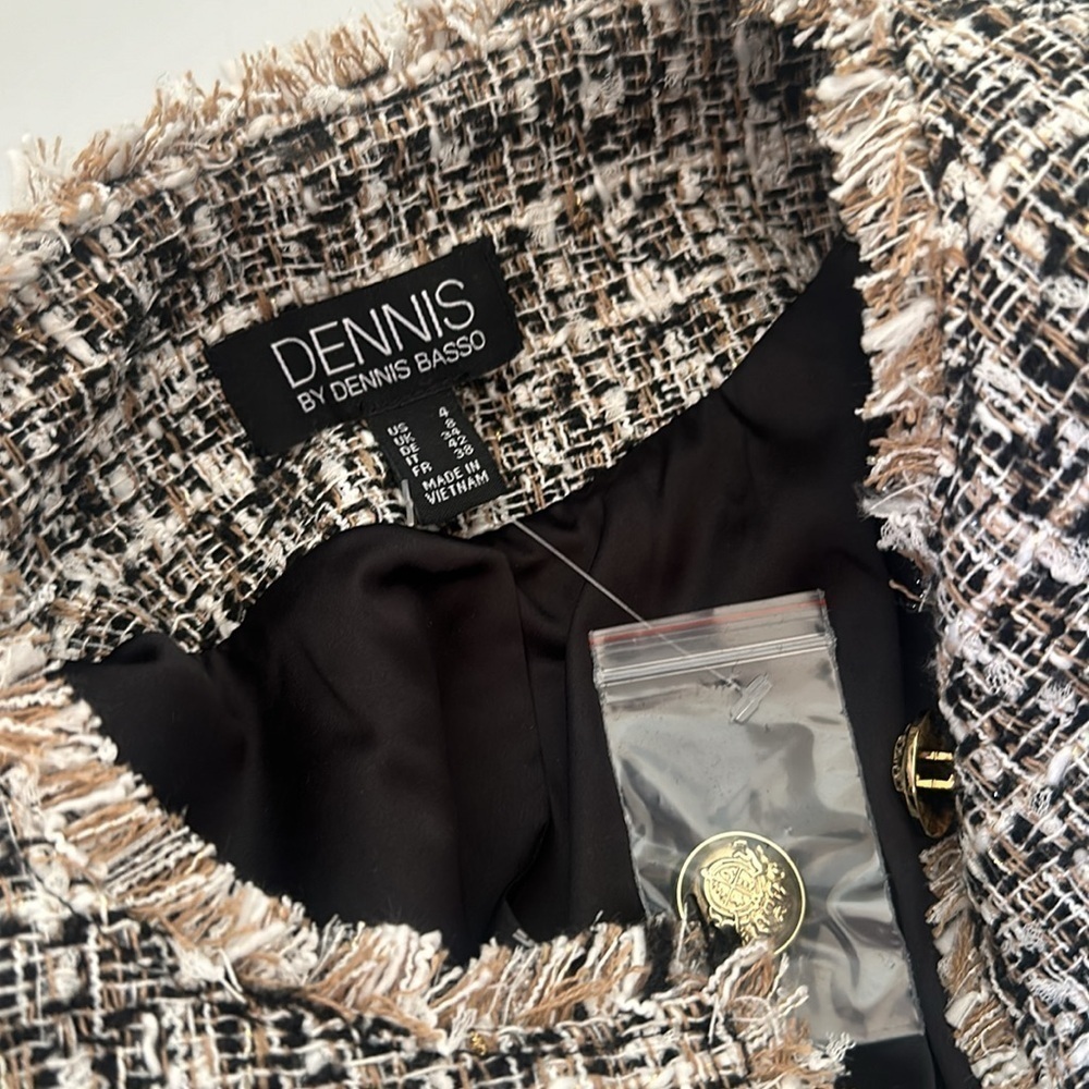 Dennis Basso Tweed Jacket with Pockets Brown/Gold Size 4 NWT - Picture 8 of 11